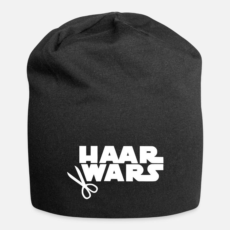 Haar Wars Friseurin Friseur Schere Lustiger Spruch - Jersey-Beanie - Schwarz