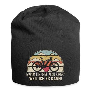 MTB - Warum ich ohne Akku Fahre - Retrocolor - Jersey-Beanie - Schwarz - Vorne