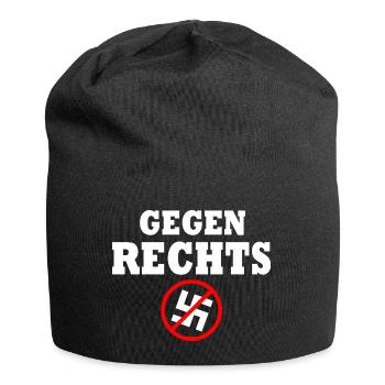 Gegen rechts - Jersey-Beanie - Schwarz - Vorne