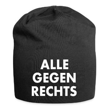 Alle gegen rechts - Jersey-Beanie - Schwarz - Vorne
