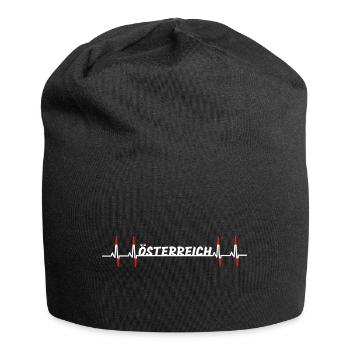 Österreich Flagge Herzschlag Heartbeat EKG Puls - Jersey-Beanie - Schwarz - Vorne