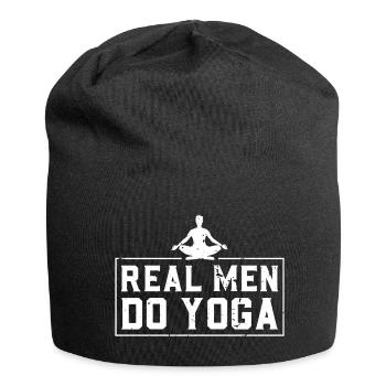 Les vrais hommes font du yoga - Bonnet en jersey - noir - Devant