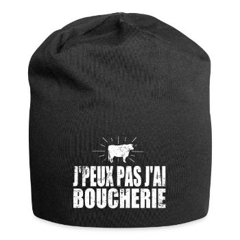 J'peux pas j'ai boucherie - Bonnet en jersey - noir - Devant