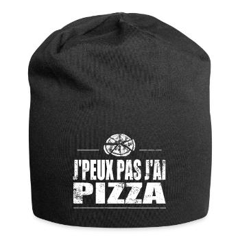 J'peux pas j'ai pizza - Bonnet en jersey - noir - Devant