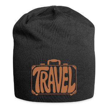 Reisen - Cooler Urlaubskoffer Piktogramm - Jersey-Beanie - Schwarz - Vorne