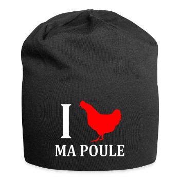 I love ma poule - Bonnet en jersey - noir - Devant