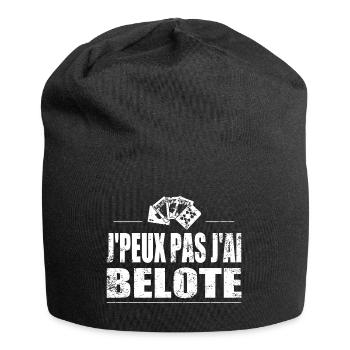 J'peux pas j'ai belote - Bonnet en jersey - noir - Devant