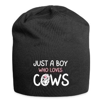 Just a Boy Who Loves Cows Cute Cow Farm - Jersey Beanie - black - Front
