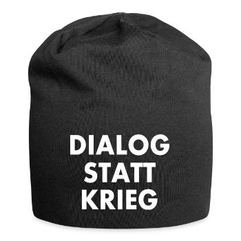 dialog statt krieg - Jersey-Beanie - Schwarz - Vorne