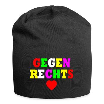 Gegen rechts - Jersey-Beanie - Schwarz - Vorne