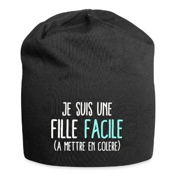 Fille facile humour colérique colère grincheuse - Bonnet en jersey - noir - Devant