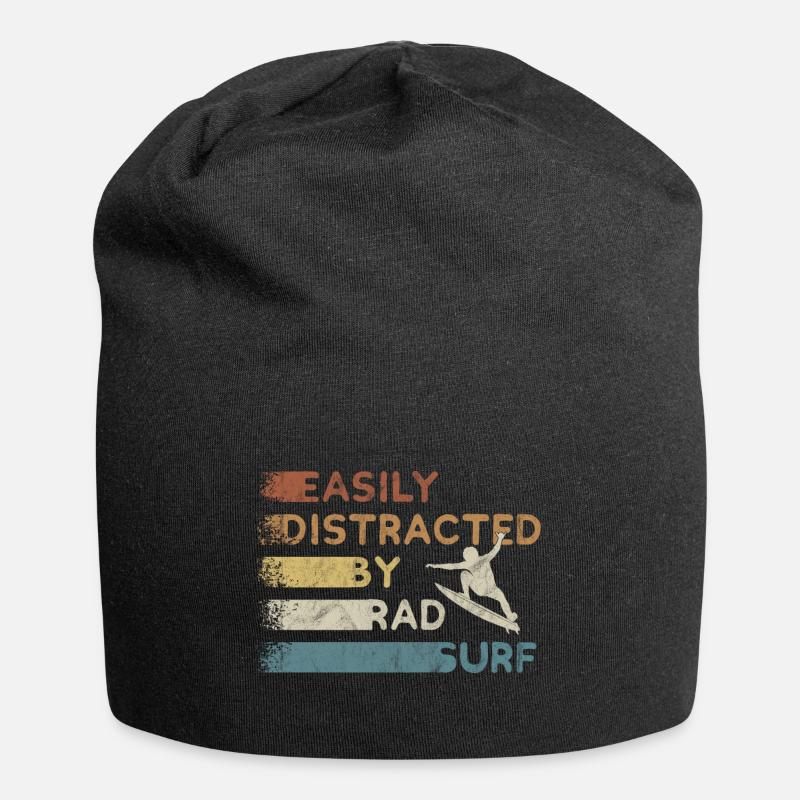 Easily Distracted By Rad Surf Retro Stoked Surfer - Jersey-Beanie - Schwarz