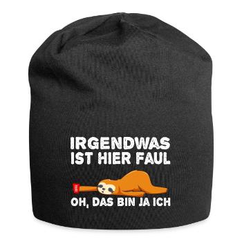Faultier Irgendwas ist faul hier - Jersey-Beanie - Schwarz - Vorne