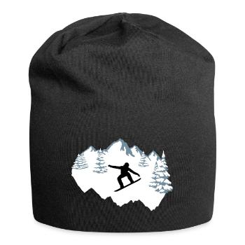 Snowboarder, Snowboarding, Snowboard - Jersey-Beanie - Schwarz - Vorne