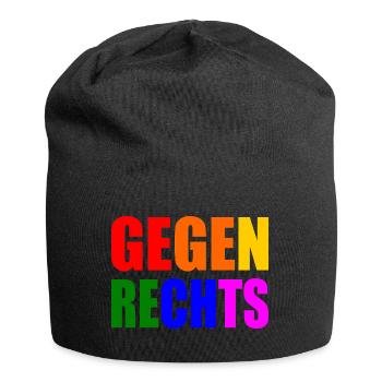 Gegen rechts - Jersey-Beanie - Schwarz - Vorne