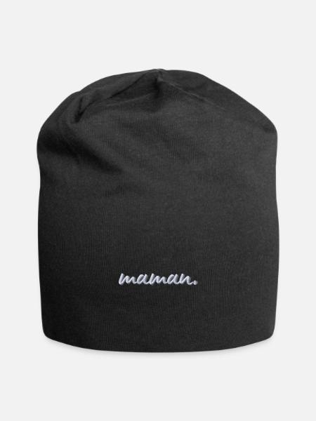 Maman Schriftzug weiß bestickt - Jersey-Beanie - Schwarz