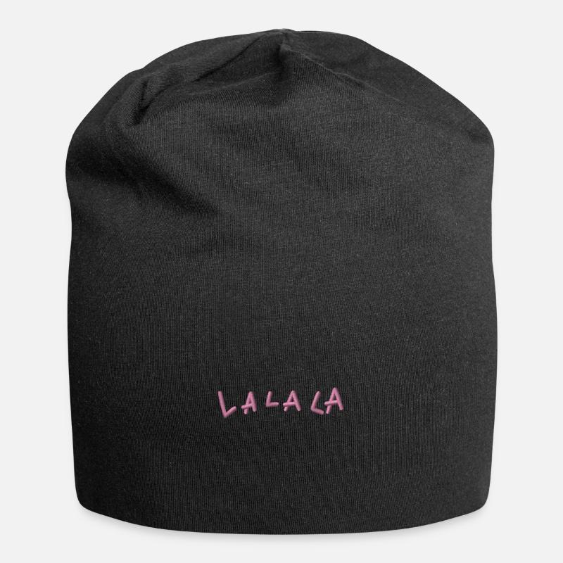 LA LA LA embroidered - Jersey Beanie - black