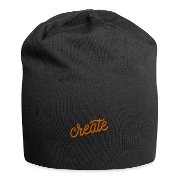 Schriftzug create bestickt - Jersey-Beanie - Schwarz - Vorne