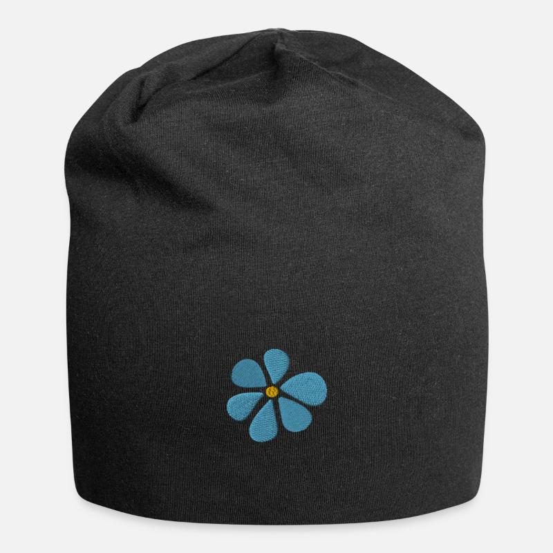 Gänseblümchen bestickt - Jersey-Beanie - Schwarz