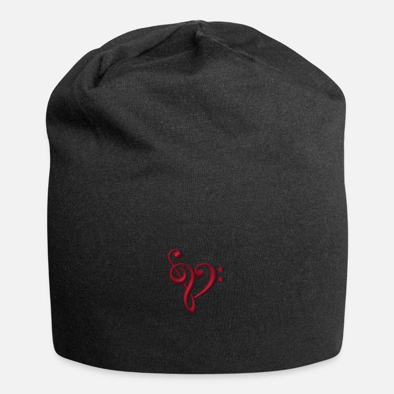 Note bestickt - Jersey-Beanie - Schwarz