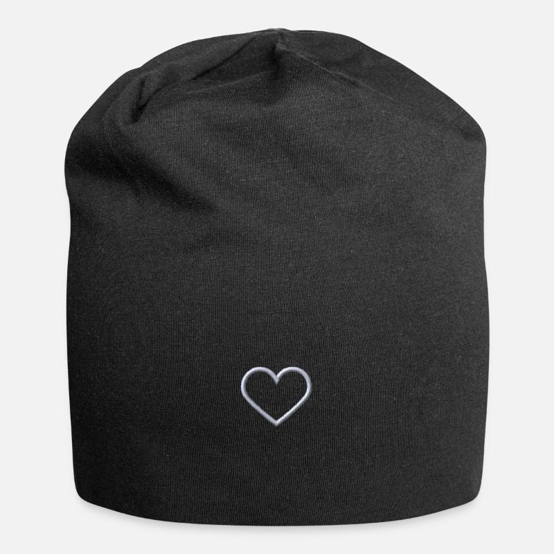 Heart white - Jersey Beanie - black