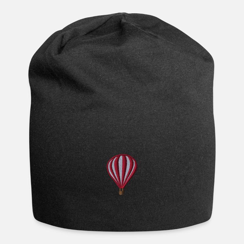 Heißluftballon bestickt - Jersey-Beanie - Schwarz