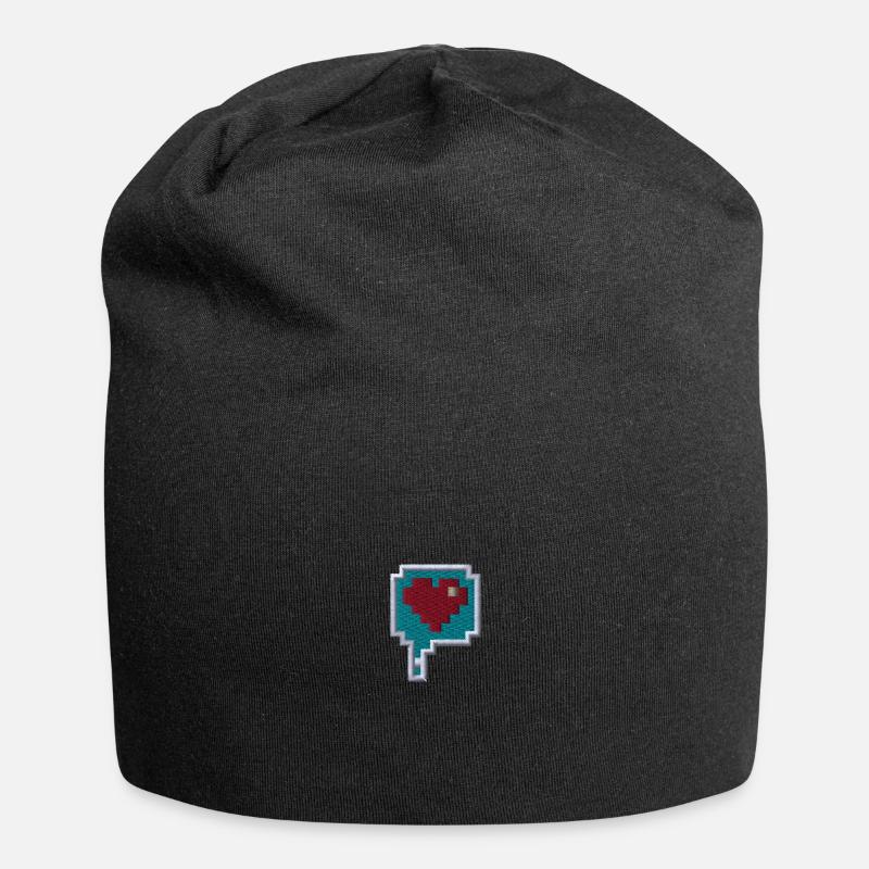 Pixelherz - Jersey-Beanie - Schwarz