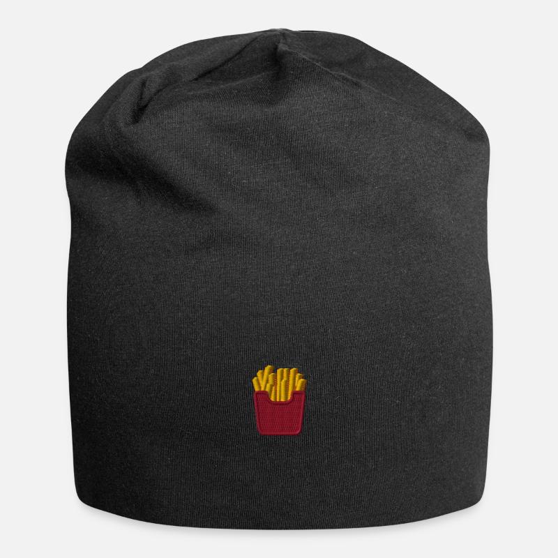 Pommes bestickt - Jersey-Beanie - Schwarz