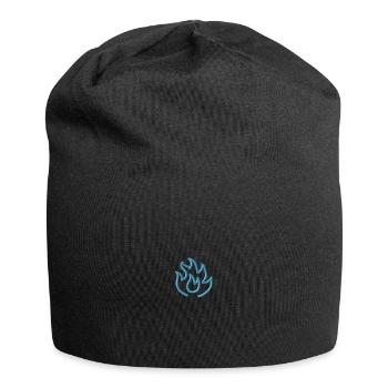 Flamme Blau - Jersey-Beanie - Schwarz - Vorne