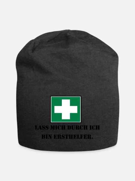 Lass mich durch ich bin Ersthelfer (schwarz) - Jersey-Beanie - Anthrazit