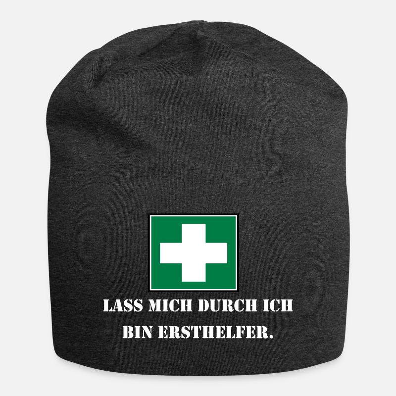 Lass mich durch ich bin Ersthelfer (weiß) - Jersey-Beanie - Anthrazit