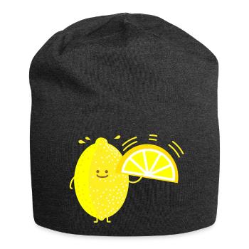 Funny lemon with fan - Jersey Beanie - charcoal grey - Front