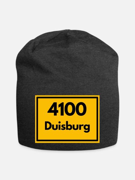 Ortsschild - damals Retro alte PLZ 4100 DUISBURG - Jersey-Beanie - Anthrazit