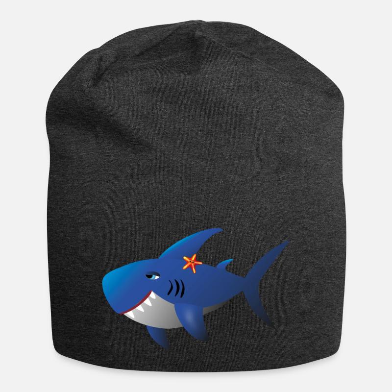 Fröhlicher Hai - Jersey-Beanie - Anthrazit