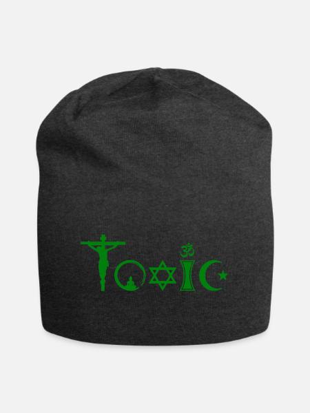 Giftiges Grün - Jersey-Beanie - Anthrazit