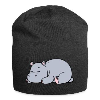 Schlafendes Nilpferd Müde Faul Vektor - Jersey-Beanie - Anthrazit - Vorne