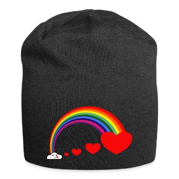 Rainbow Heart Kisses - Jersey Beanie - charcoal grey - Front