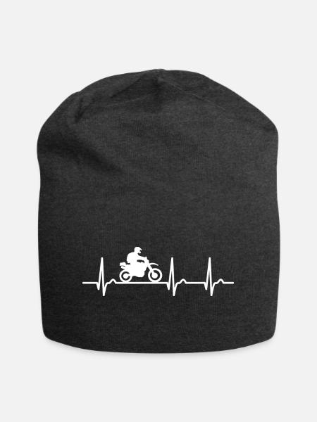 EKG Kurve - Herzkurve - Puls - Motorrad - Touring - Jersey-Beanie - Anthrazit