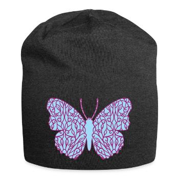 Dekorativer Schmetterling - Jersey-Beanie - Anthrazit - Vorne