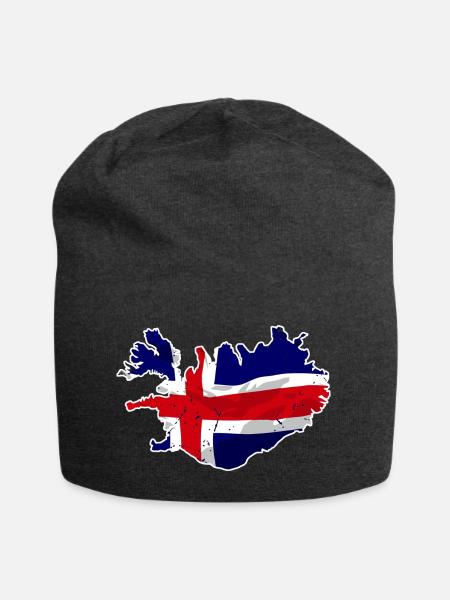 Iceland Flag Map - Jersey-Beanie - Anthrazit