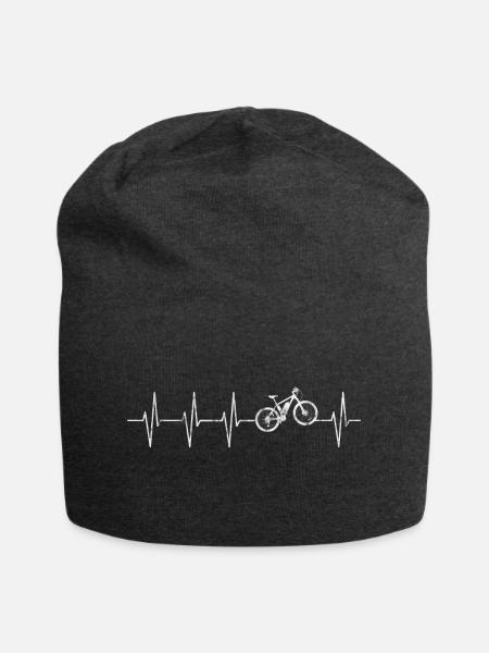 Mountainbike Herzschlag Fahrrad Heartbeat Geschenk - Jersey-Beanie - Anthrazit