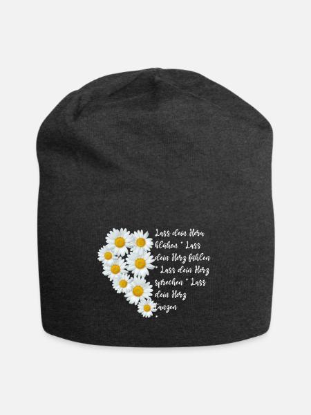 Lass dein Herz blühen, Margeriten - Jersey-Beanie - Anthrazit