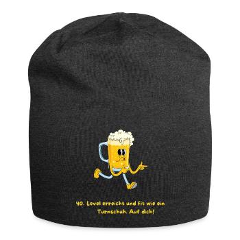 Laufendes Bierkrug Design 40. Geburtstag Cartoon - Jersey-Beanie - Anthrazit - Vorne