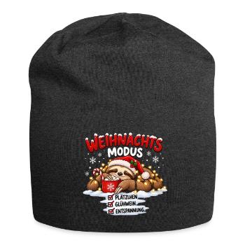 Weihnachtsmodus – Plätzchen Glühwein Entspannung - Jersey-Beanie - Anthrazit - Vorne