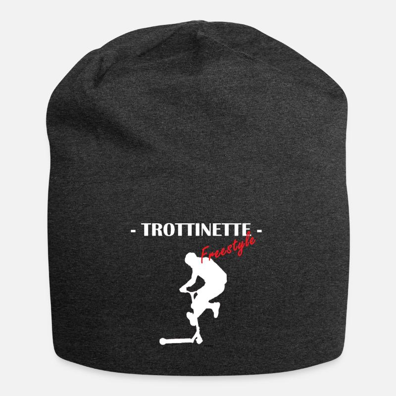 Logo TROTTINETTE Blanc 2 - Bonnet en jersey - charbon