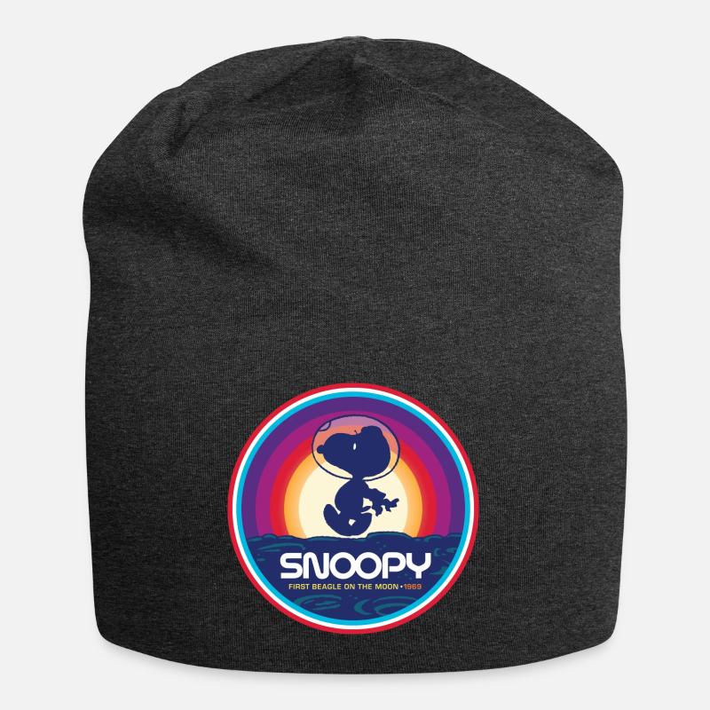 Peanuts Snoopy First Beagle On The Moon - Jersey Beanie - charcoal grey