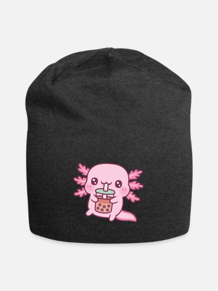 Niedlicher Axolotl Trinken Bubble Tea - Jersey-Beanie - Anthrazit