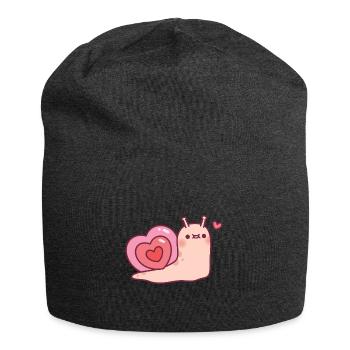 Escargot mignon avec une coquille en forme de coeur - Bonnet en jersey - charbon - Devant