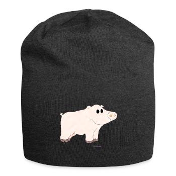 Schwein / Pig - Jersey-Beanie - Anthrazit - Vorne