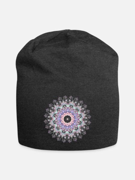 Weiße Mandala - Jersey-Beanie - Anthrazit